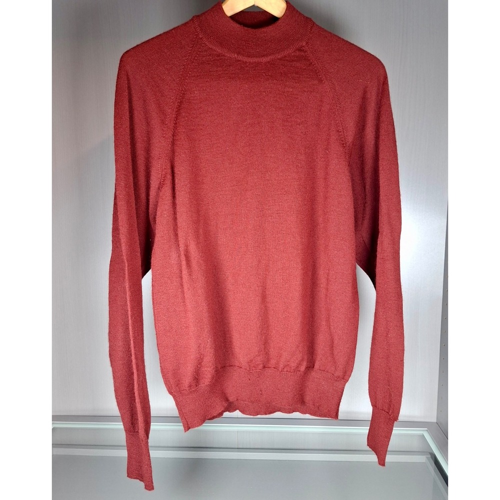 Vintage Virany Mock Neck Sweater Large Burgundy Red Wool Blend Hungary Mens L